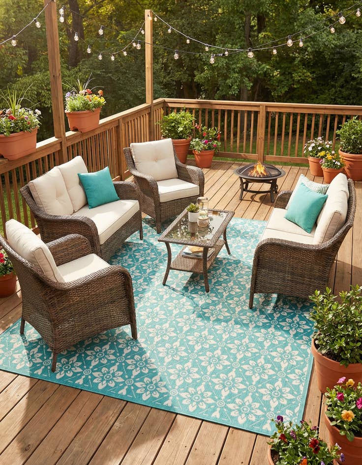 Detail image of 7' 10 x 10'  Washable Trellis Indoor / Outdoor Rug