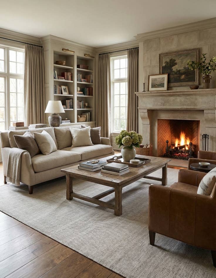 Detail image of 9' x 12'  Hand Woven Jill Zarin English Manor Farmhouse Wool Rug