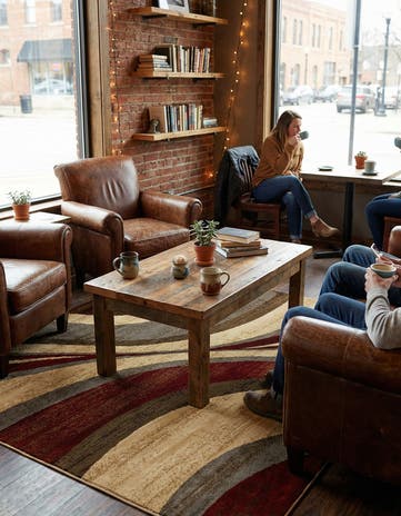 Beige Cafe Square Rug