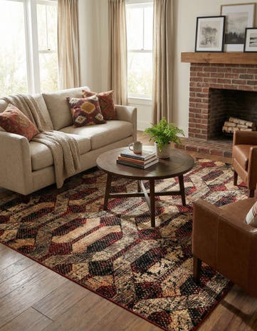 Burgundy Saturn Square Rug