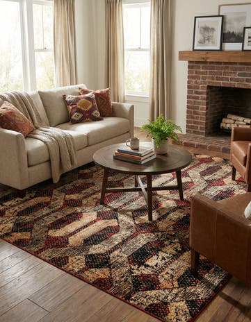 Burgundy Saturn Square Rug
