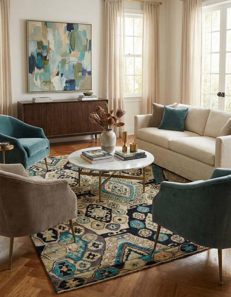 Detail image of  8' x 9' 10  Hand Knotted Darya Rug