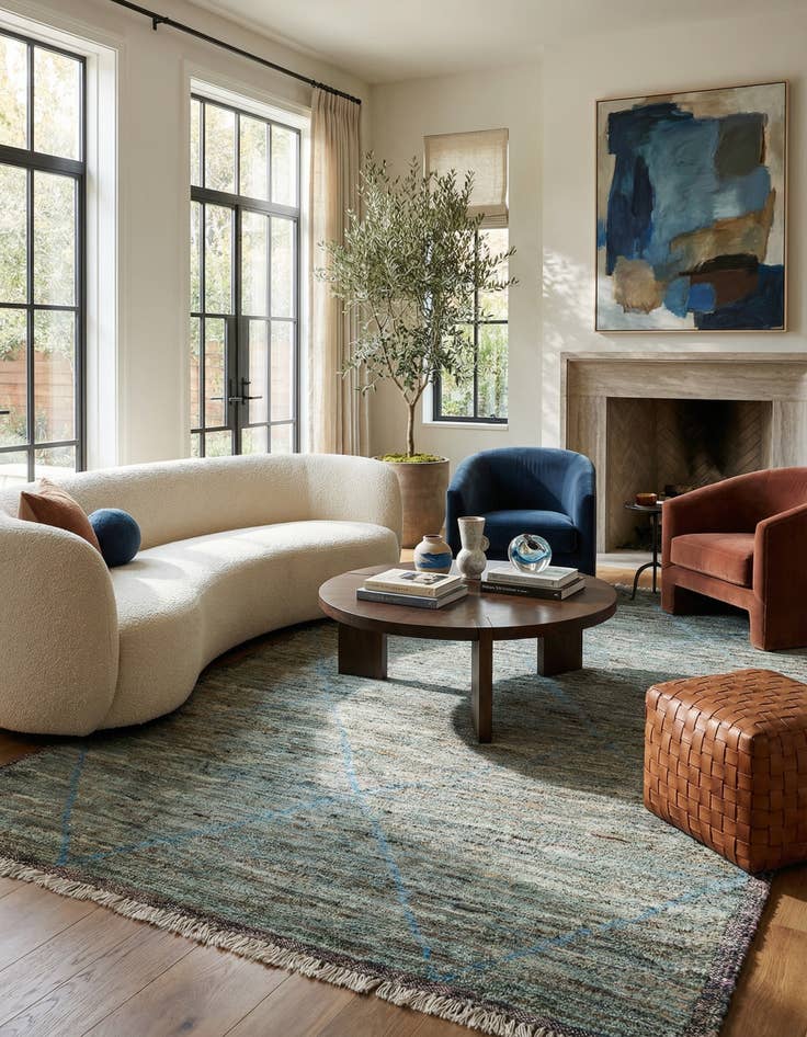 Detail image of 6' 1 x 9' 9  Hand Knotted Moroccan Wool Rug