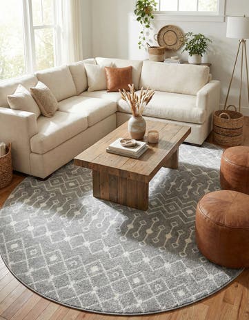 7' 10 x 7' 10 Moroccan Trellis Round Rug