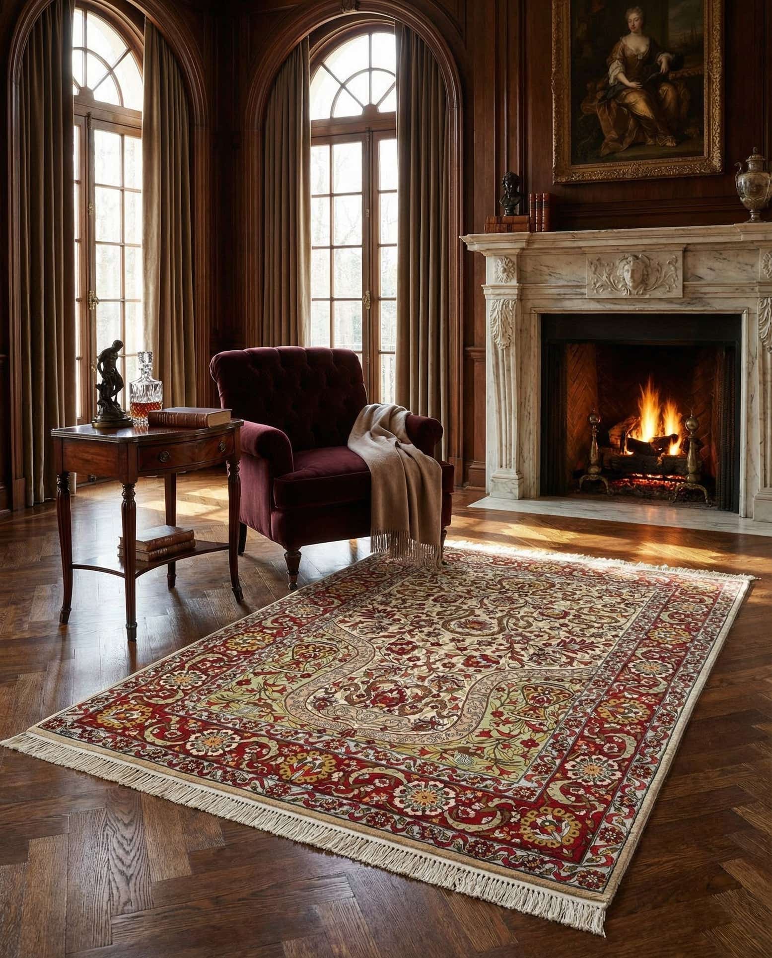 3' 3 x 4' 5 Hereke Silk Rug