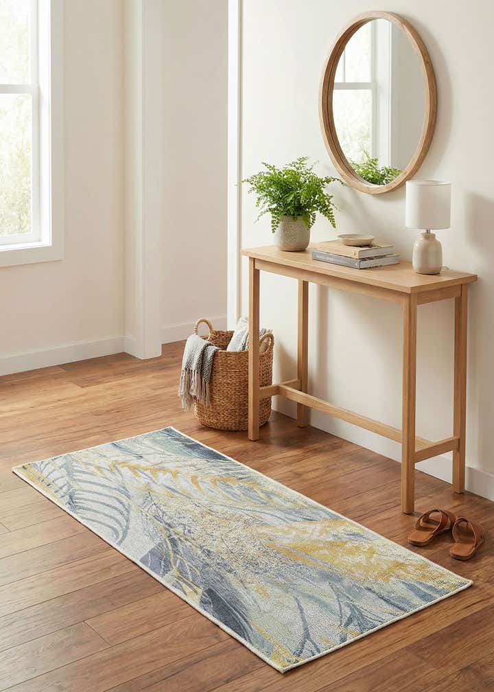 2' x 4' Easy-Clean Botanical Indoor / Outdoor Runner Rug