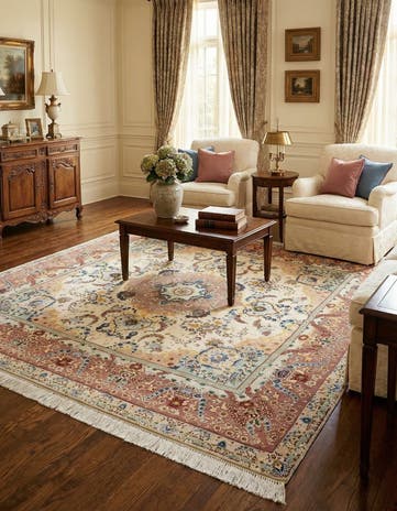 6' 4 x 6' 8 Hand Knotted Tabriz Persian Square Rug