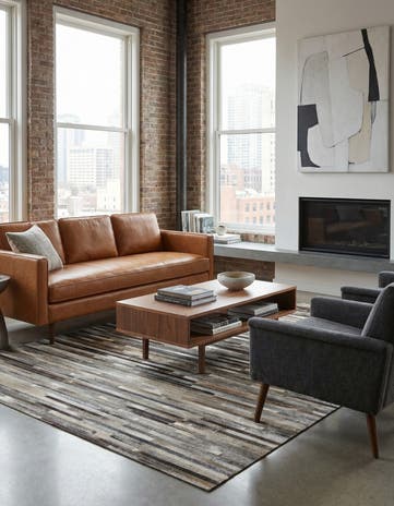 5' x 8' 2 Cowhide Leather Rug