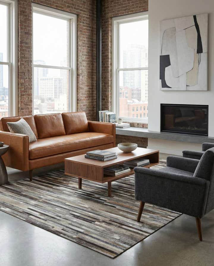5' x 8' 2 Cowhide Leather Rug