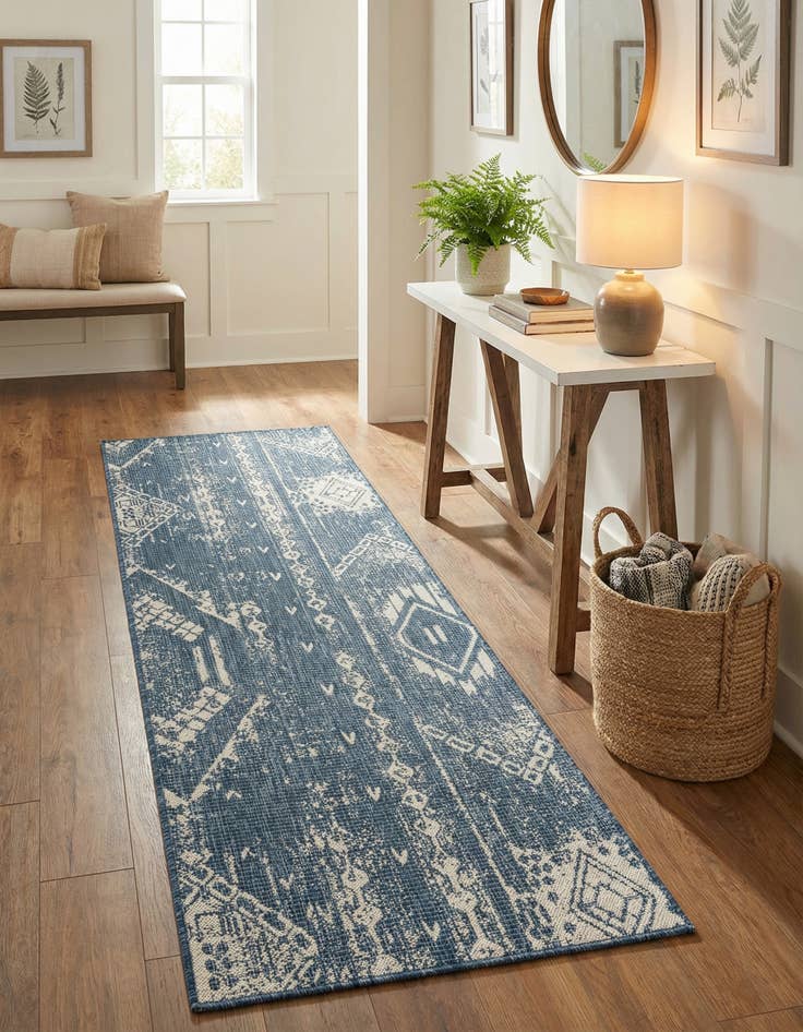Detail image of 2' x 8' Easy-Clean Bohemian Indoor / Outdoor Runner Rug