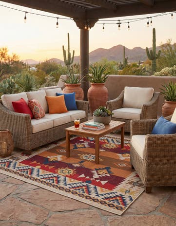 Rust Red Easy-Clean Baja Indoor / Outdoor Square Rug