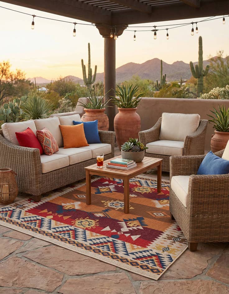 Detail image of  7' 10 x 7' 10  Washable Baja Indoor / Outdoor Square Rug