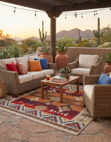 Rust Red Easy-Clean Baja Indoor / Outdoor Square Rug