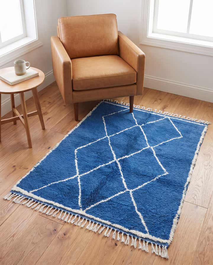 3' 6 x 4' 5 Hand Knotted Moroccan Wool Square Rug