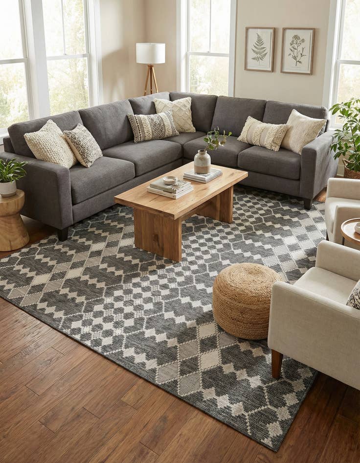 Detail image of 7' 10 x 11'  Washable Trellis Indoor / Outdoor Rug