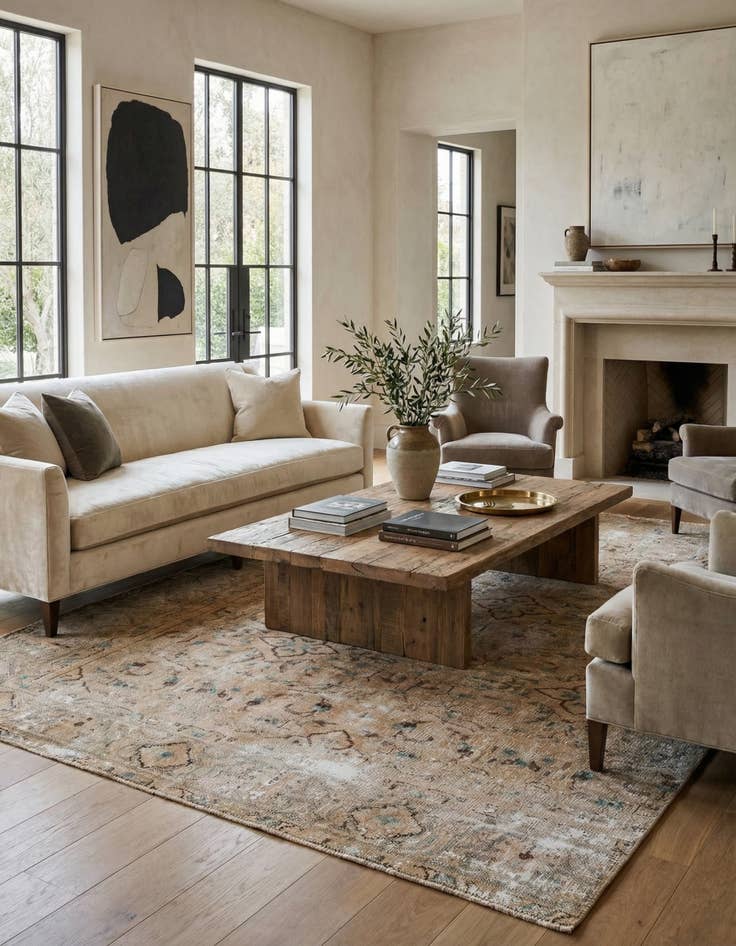 Detail image of 6' 4 x 9'  Hand Knotted Ultra Vintage Persian Wool Rug