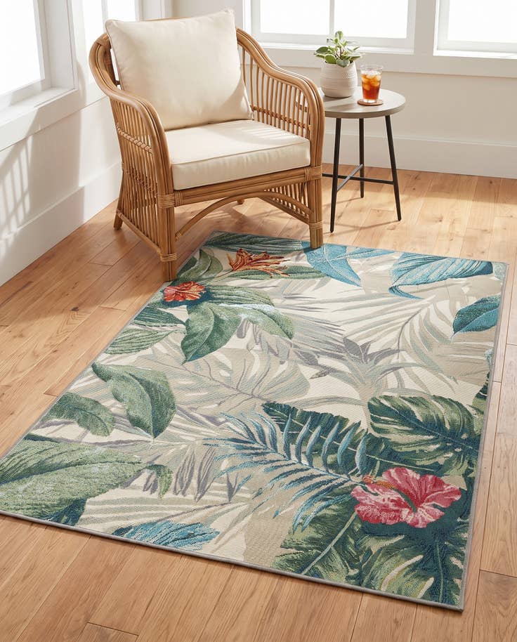 Detail image of 3' 3 x 5' 3 Easy-Clean Botanical Indoor / Outdoor Rug