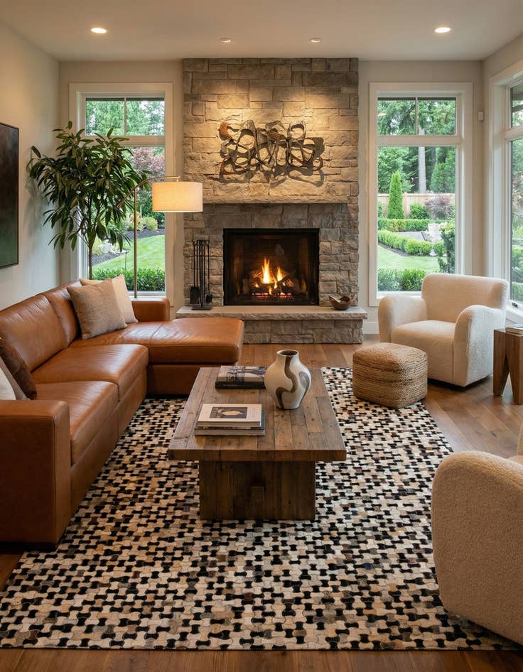 Detail image of  5' 1 x 8' 1 Cowhide - Patchwork Rug