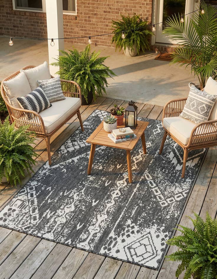Detail image of  4' x 6'  Washable Bohemian Indoor / Outdoor Rug