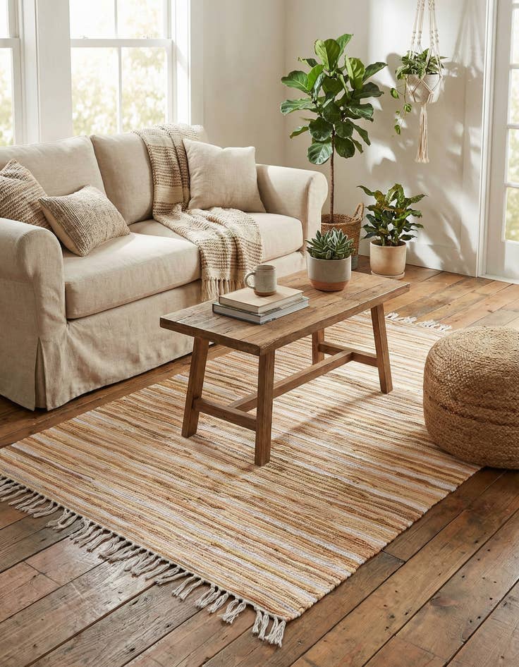 Detail image of 4' x 6'  Hand Woven Chindi Cotton Rug