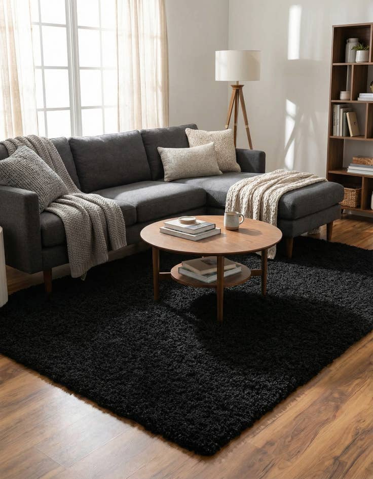 Detail image of  5' 3 x 8' Solid Shag Rug