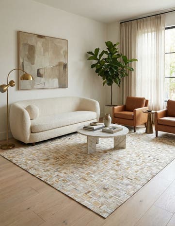 7' 10 x 9' 9 Cowhide Stocks Rug