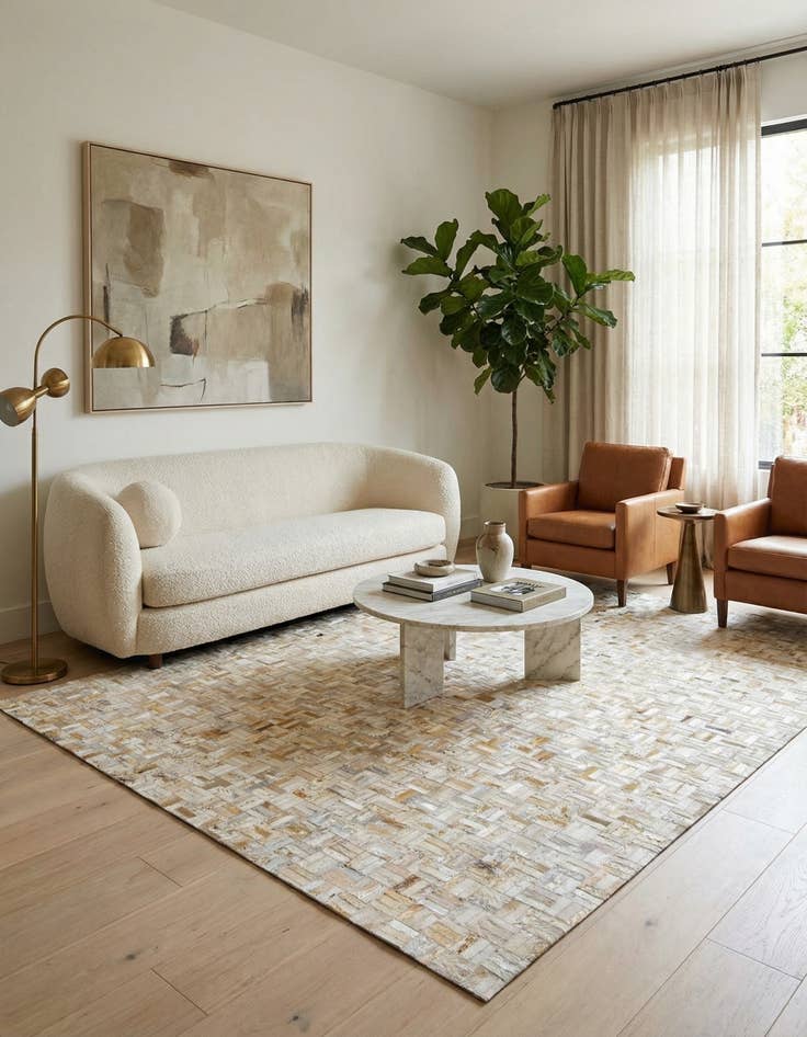 Detail image of 7' 10 x 9' 9 Cowhide Stocks Rug