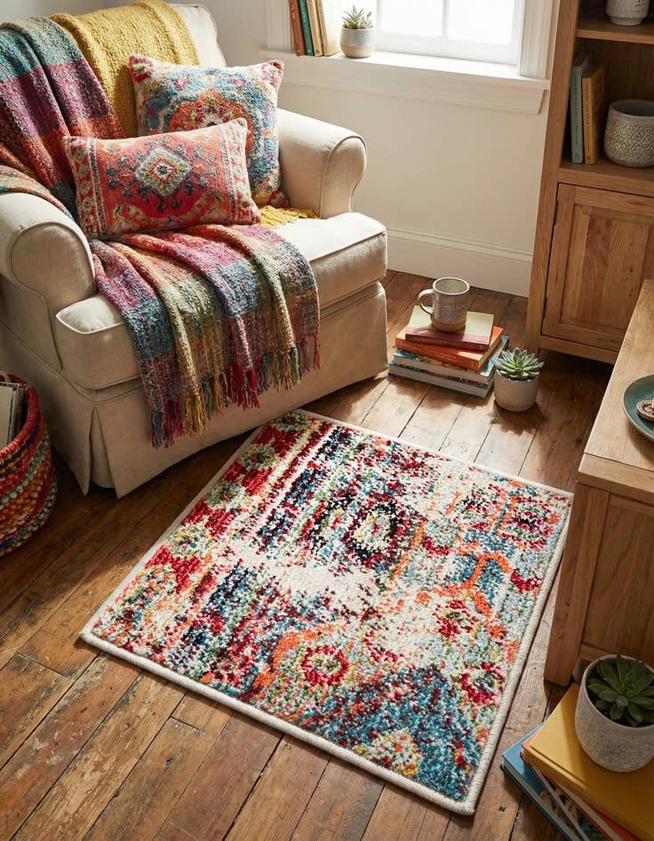 Detail image of 1' 4 x 1' 4  Washable Santa Fe Sample Rug