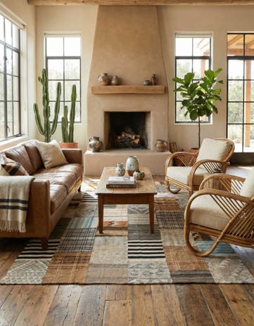 6' 6 x 9' 6 Hand Woven Kilim Patchwork Wool Rug