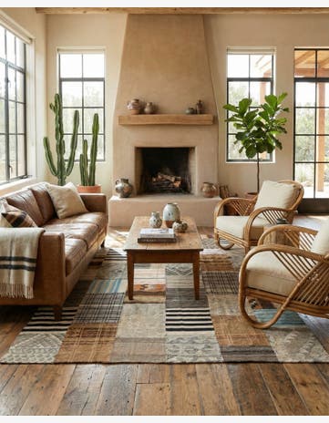 6' 6 x 9' 6 Hand Woven Kilim Patchwork Wool Rug