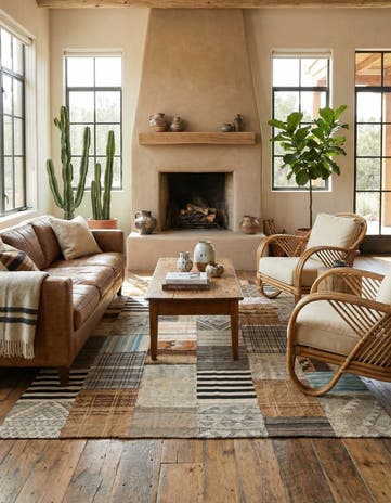 6' 6 x 9' 6 Hand Woven Kilim Patchwork Wool Rug