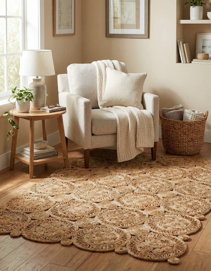 Detail image of 4' 1 x 6' 1  Hand Braided Jute Rug