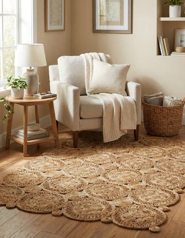4' 1 x 6' 1 Handmade Braided Jute Rug