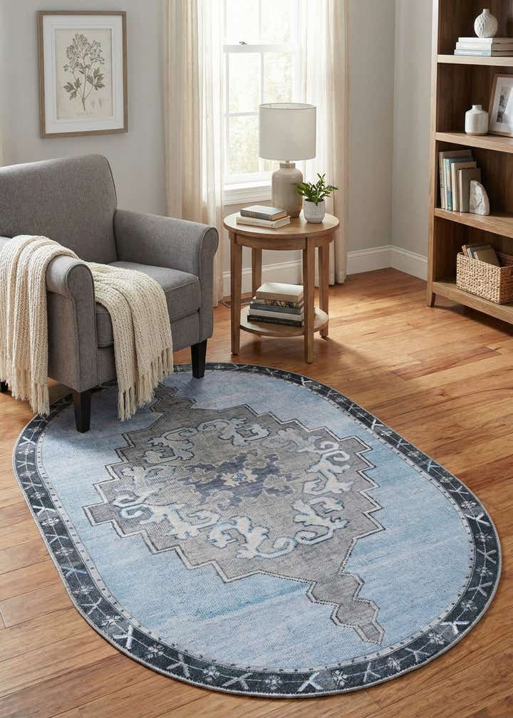 4' x 6' Washable Timeless Oval Rug