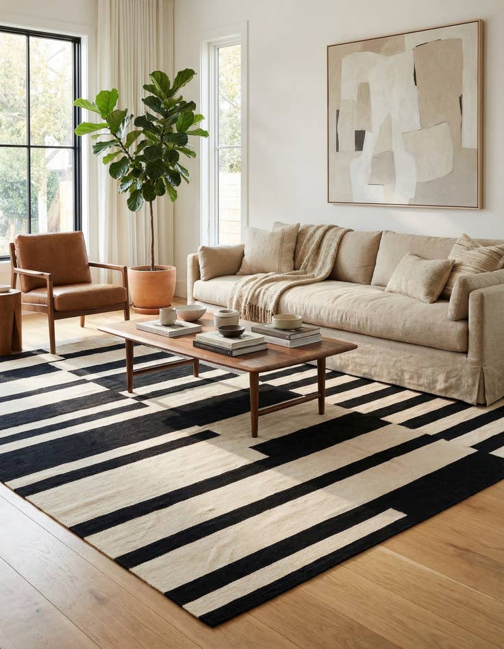 Detail image of 8' 5 x 9' 10  Hand Woven Kilim Modern Wool Rug