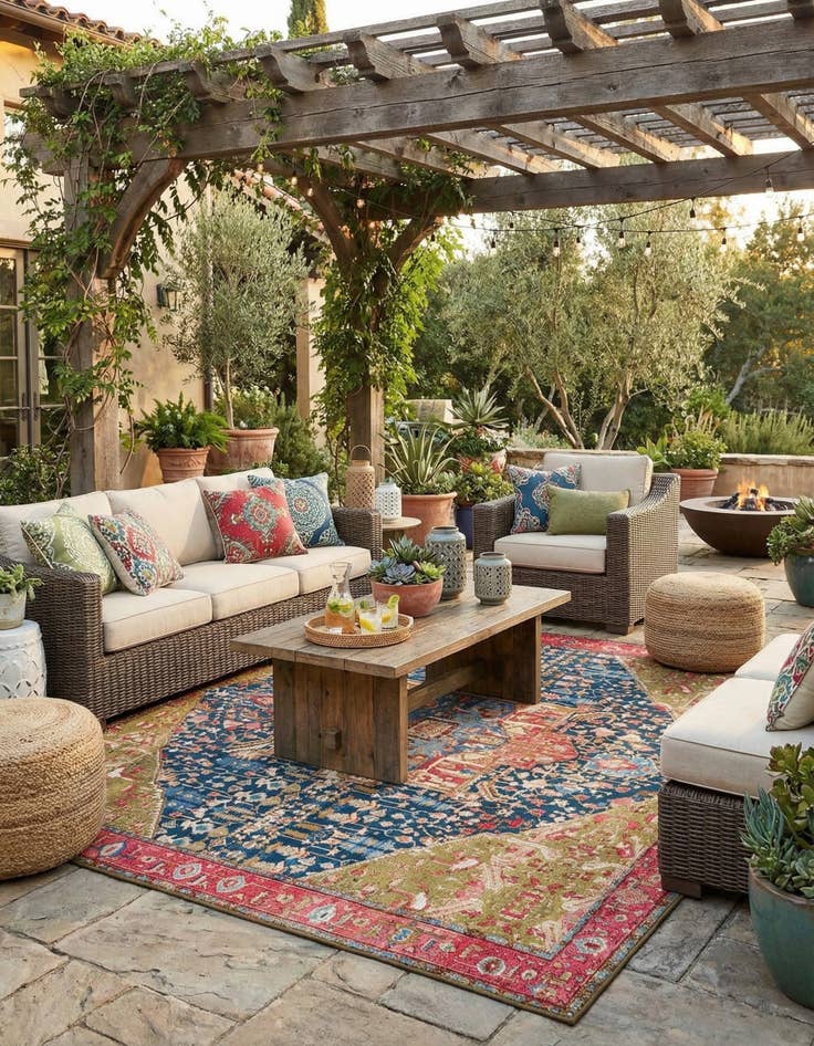 Detail image of 10' x 10'  Washable Traditional Indoor / Outdoor Square Rug