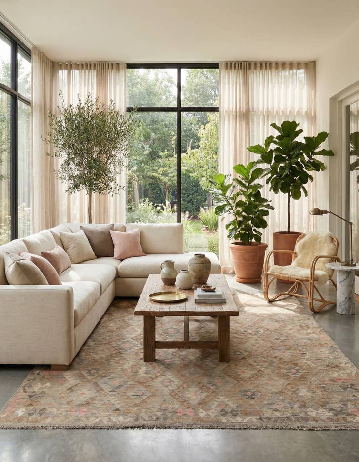 Detail image of 8' 4 x 9' 5  Hand Woven Kilim Maymana Wool Rug