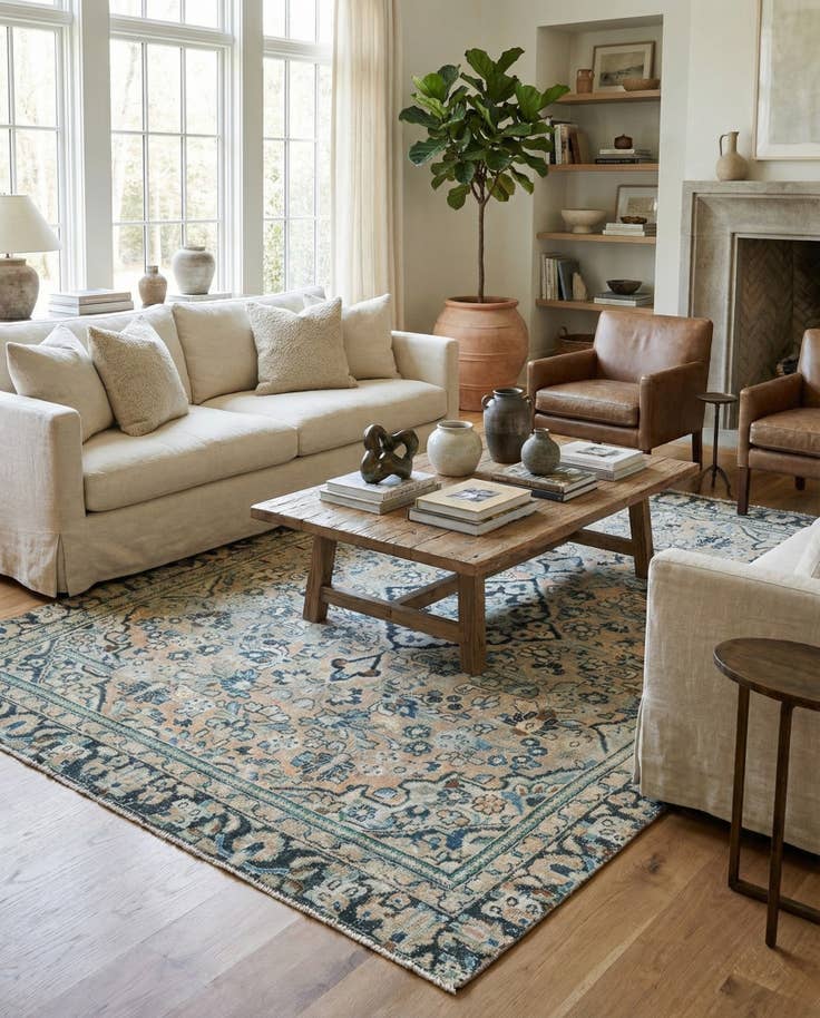 Detail image of 6' 5 x 9' 6 Hand Knotted Ultra Vintage Persian Wool Rug