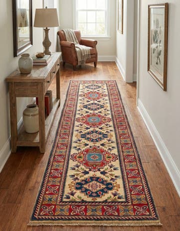 2' 9 x 9' 5 Hand Knotted Kazak Runner Rug
