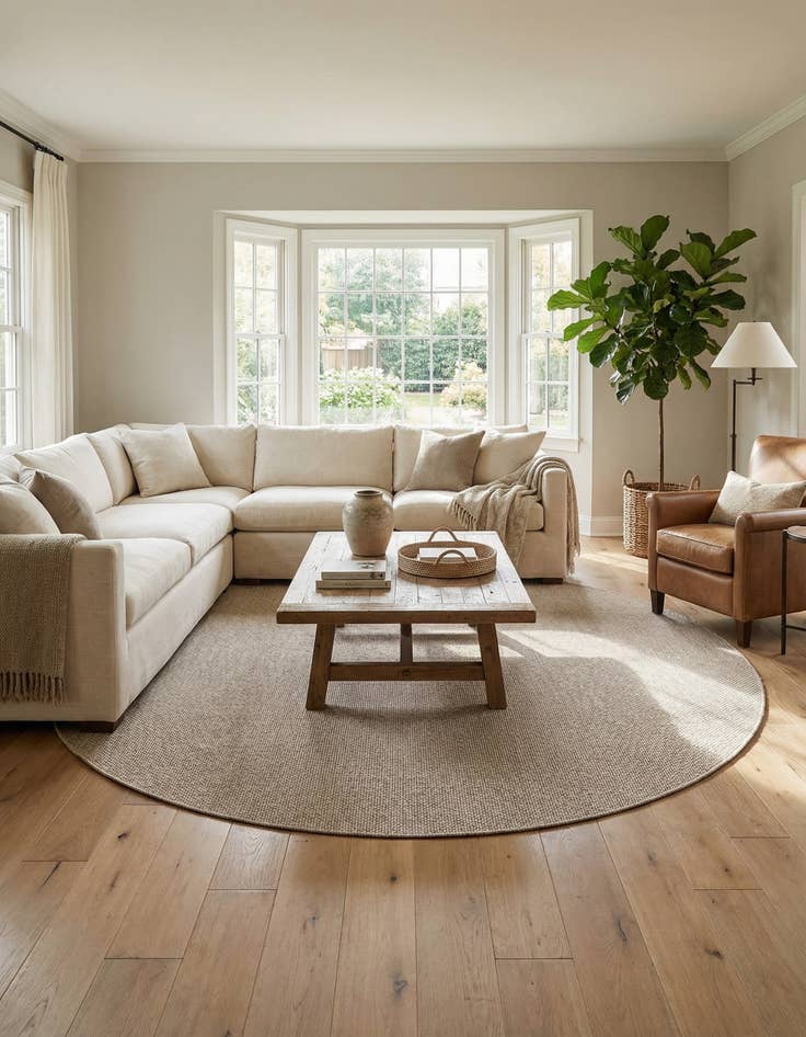 Detail image of 13' x 13'  Washable Solid Indoor / Outdoor Round Rug