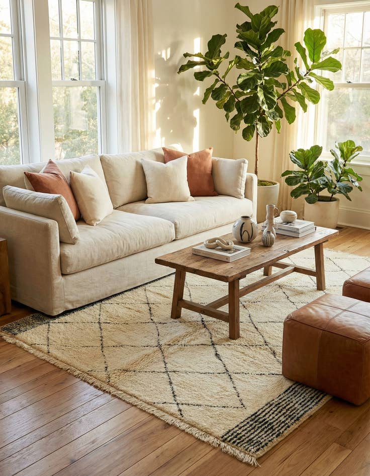 Detail image of 6' 6 x 10'  Hand Knotted Moroccan Wool Rug