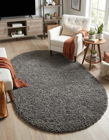 4' x 6' Solid Shag Oval Rug