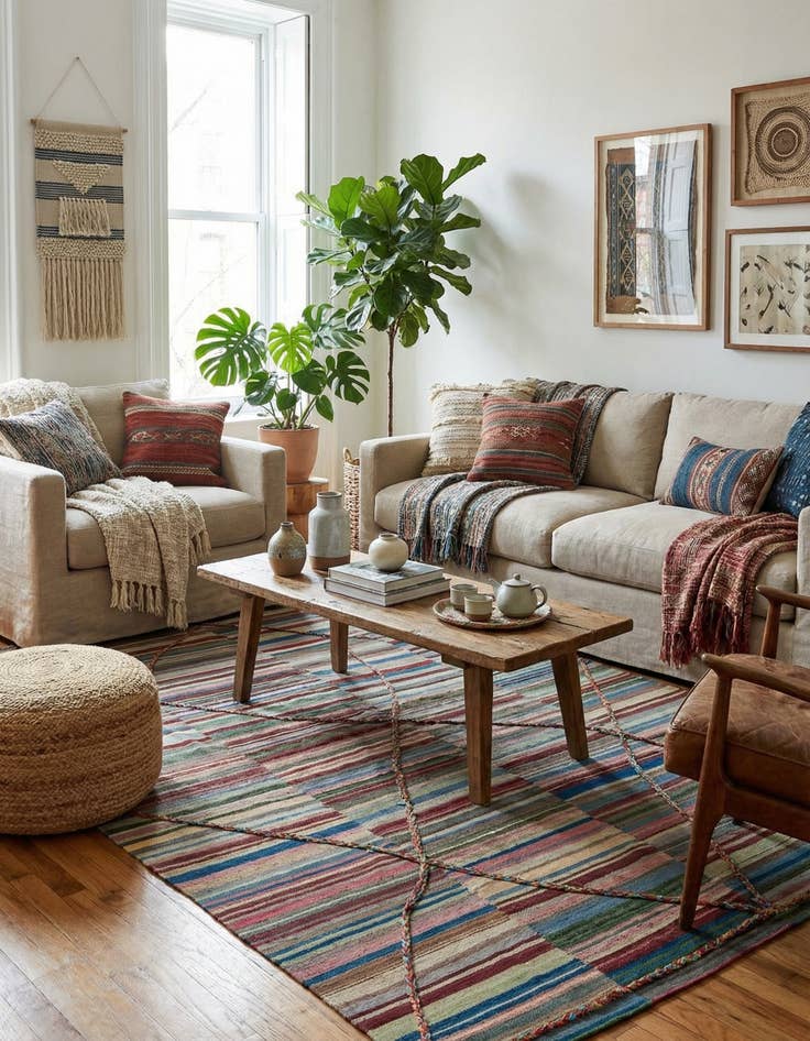 Detail image of 6' 6 x 9' 4  Hand Knotted Moroccan Wool Rug