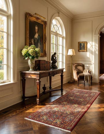 2' 6 x 6' 5 Hand Knotted Qom Persian Runner Rug