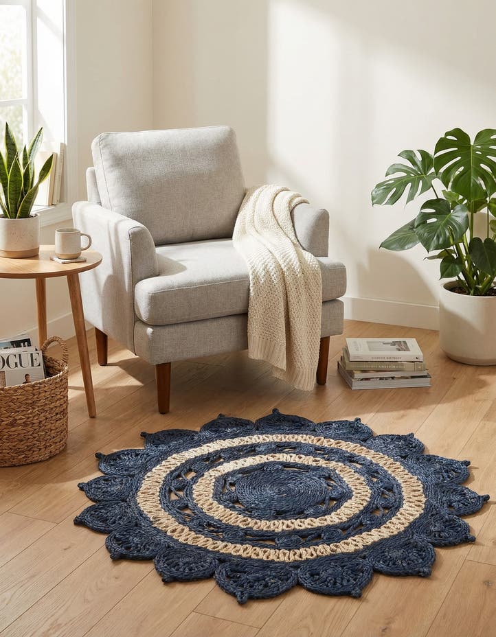 3' 1 x 3' 1 Handmade Braided Jute Round Rug