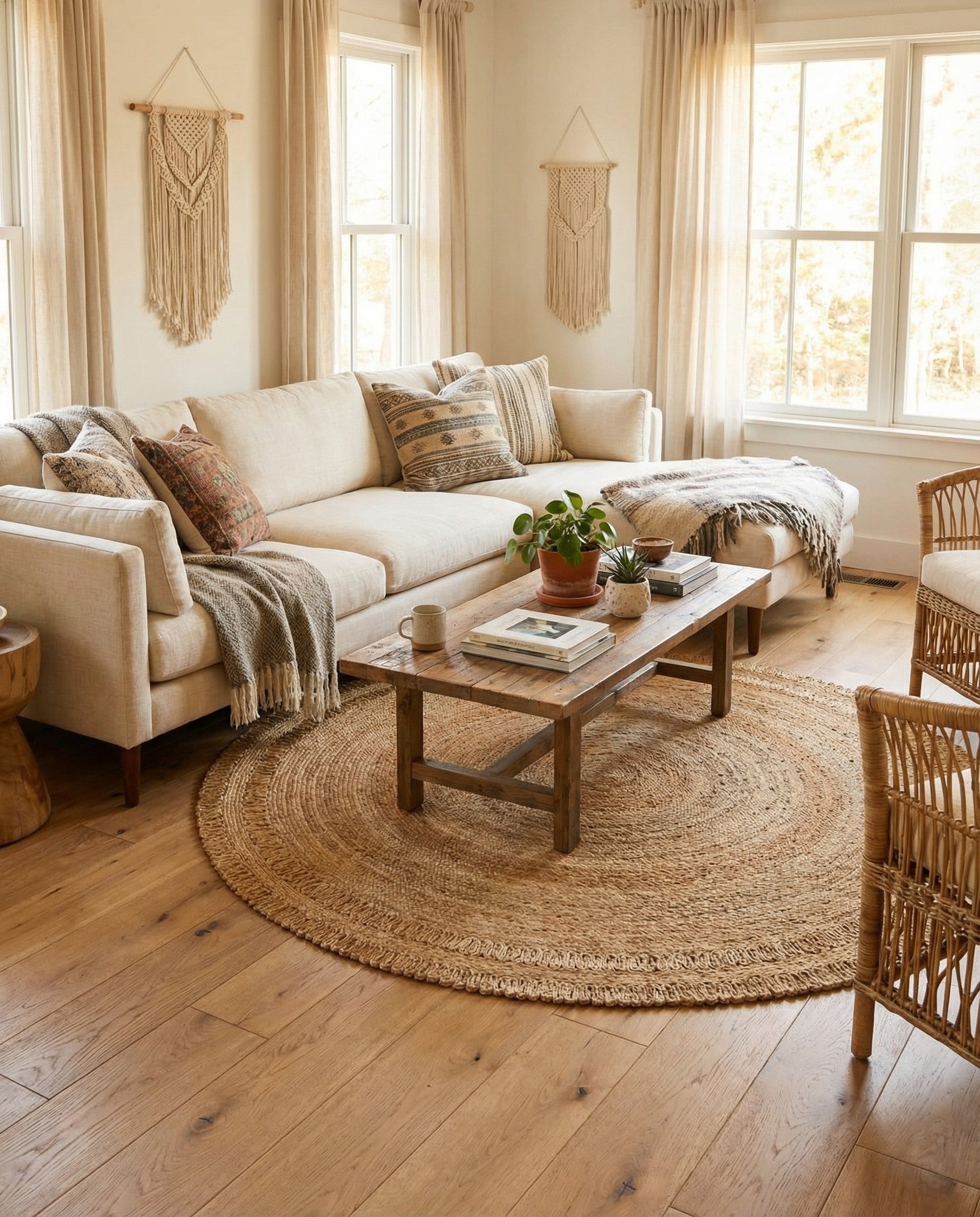 7' 10 x 7' 10 Handmade Braided Jute Round Rug