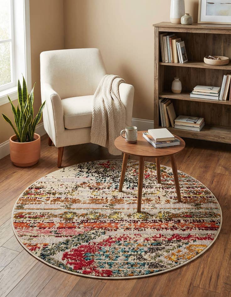 Detail image of 3' x 3'  Washable Casablanca Indoor / Outdoor Round Rug