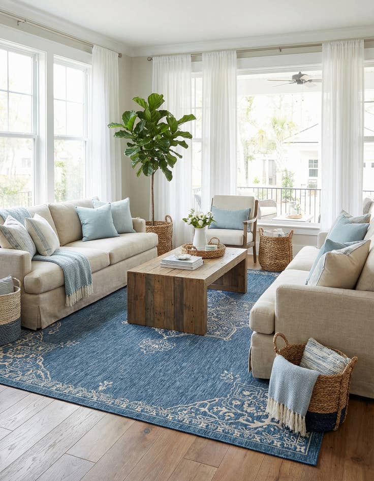 Detail image of 10' x 13'  Washable Traditional Indoor / Outdoor Rug