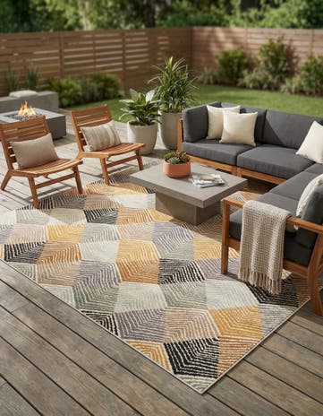 Gray Easy-Clean Modern Indoor / Outdoor Square Rug