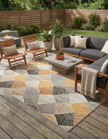 Gray Easy-Clean Modern Indoor / Outdoor Square Rug